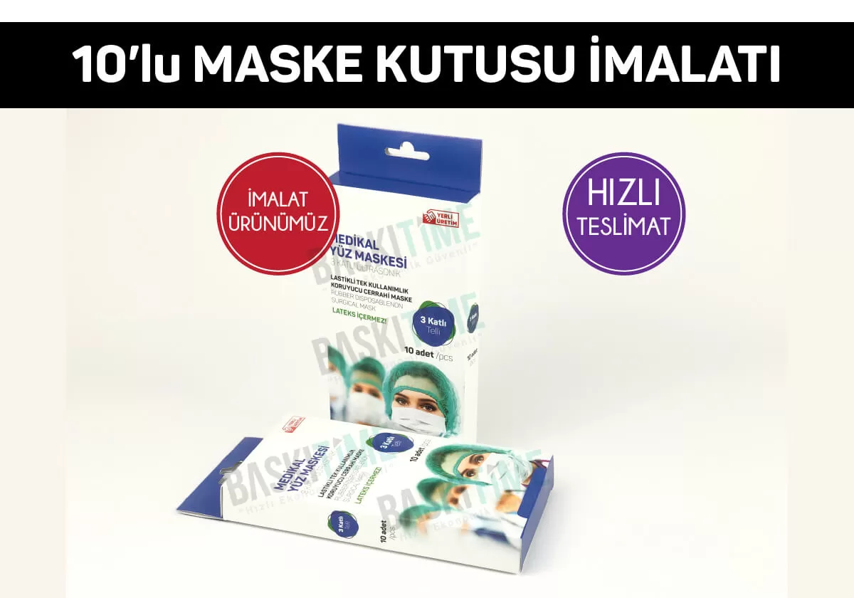 10'lu Askılı Maske Kutusu Baskı İmalatı