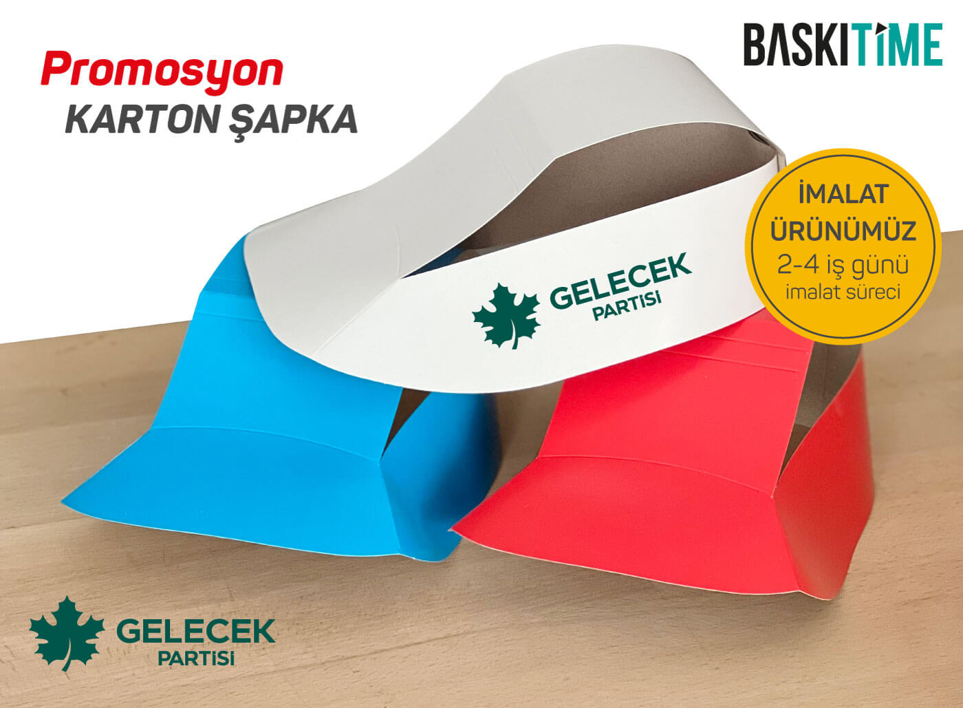 Gelecek Partisi Promosyon Karton Şapka