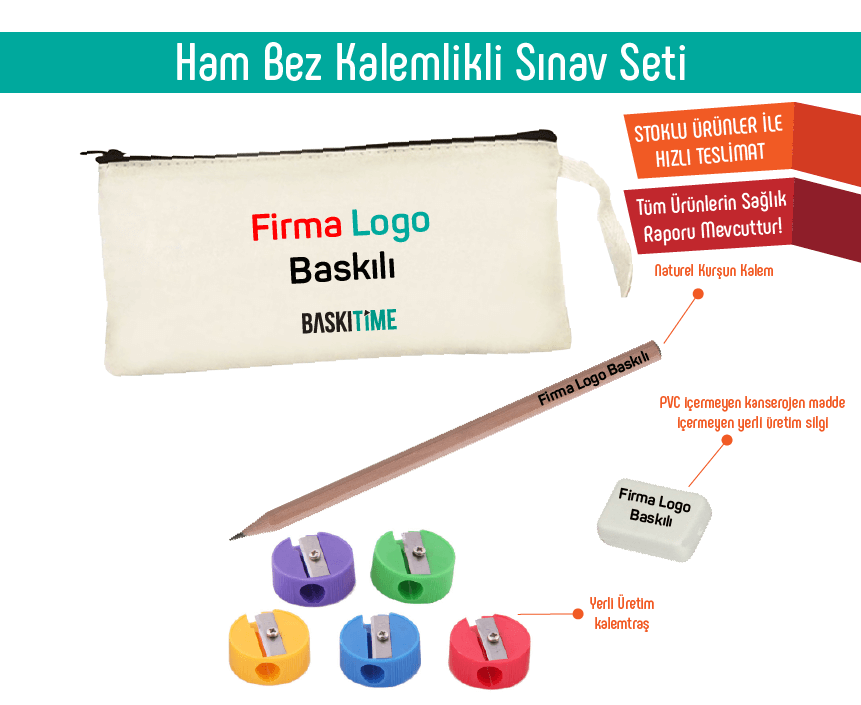 Kumaş Kalemlik Sınav Seti Ham Bez - Görsel 2