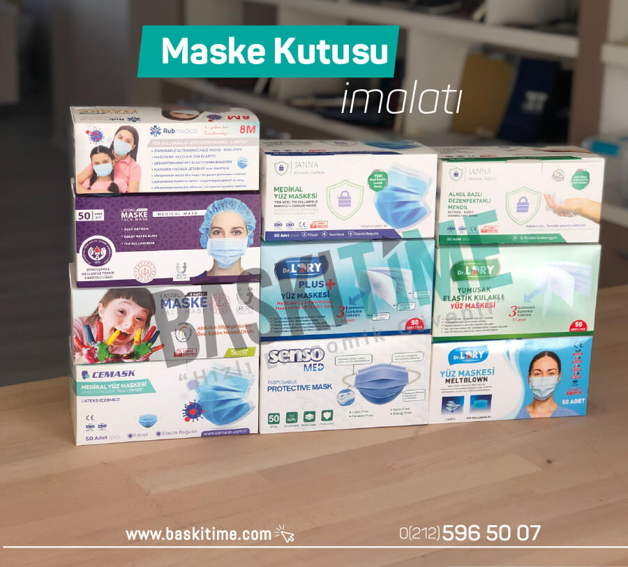 Maske Kutusu 50'li Baskı İmalatı  Maske Kutusu