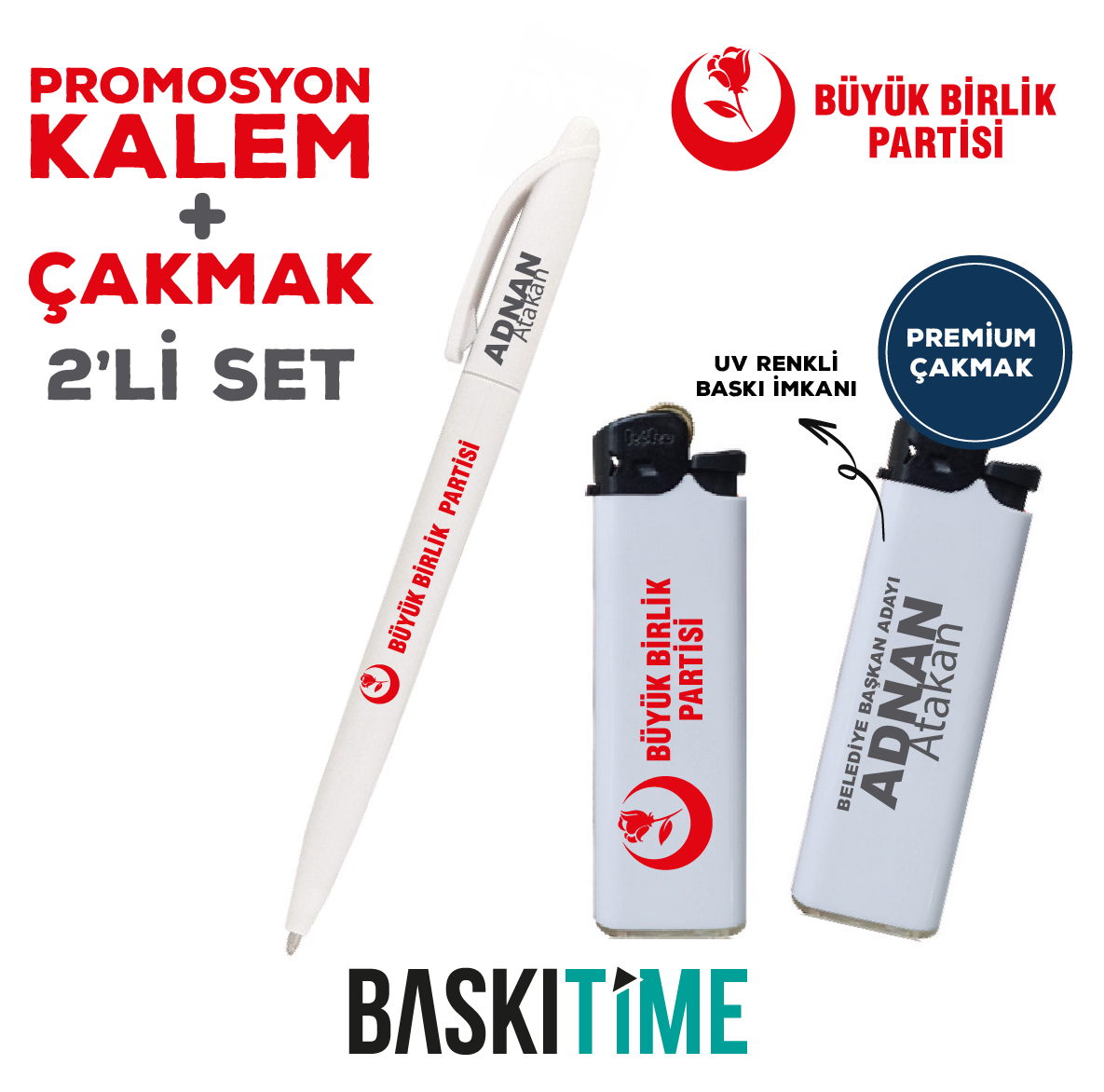 Büyük Birlik Partisi Promosyon Çakmak Kalem Premium